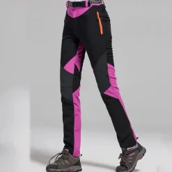 Women's Hiking Pants Trousers Fleece Lined Pants Softshell Pants Winter Outdoor Waterproof Windproof Thermal Warm Elastic Waist Fashion Bottoms Blue Red Skiing Camping Ski / Snowboard