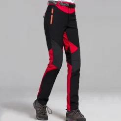 Women's Hiking Pants Trousers Fleece Lined Pants Softshell Pants Winter Outdoor Waterproof Windproof Thermal Warm Elastic Waist Fashion Bottoms Blue Red Skiing Camping Ski / Snowboard