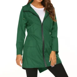 Women's Hiking Raincoat Waterproof Hiking Jacket Rain Jacket Winter Outdoor Thermal Warm Waterproof Windproof Breathable Outerwear Coat Top Fishing Climbing Casual Black Navy Blue Dark Green Green