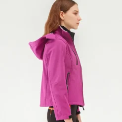 Women's Hiking Softshell Jacket Hoodie Jacket Winter Fleece Jacket Waterproof Outdoor Solid Color Thermal Warm Windproof Lightweight Fleece Lining Outerwear Windbreaker Trench Coat Skiing Climbing