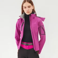 Women's Hiking Softshell Jacket Hoodie Jacket Winter Fleece Jacket Waterproof Outdoor Solid Color Thermal Warm Windproof Lightweight Fleece Lining Outerwear Windbreaker Trench Coat Skiing Climbing