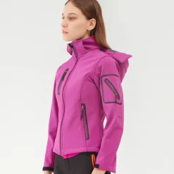 Women's Hiking Softshell Jacket Hoodie Jacket Winter Fleece Jacket Waterproof Outdoor Solid Color Thermal Warm Windproof Lightweight Fleece Lining Outerwear Windbreaker Trench Coat Skiing Climbing