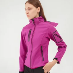 Women's Hiking Softshell Jacket Hoodie Jacket Winter Fleece Jacket Waterproof Outdoor Solid Color Thermal Warm Windproof Lightweight Fleece Lining Outerwear Windbreaker Trench Coat Skiing Climbing