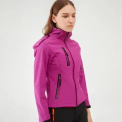 Women's Hiking Softshell Jacket Hoodie Jacket Winter Fleece Jacket Waterproof Outdoor Solid Color Thermal Warm Windproof Lightweight Fleece Lining Outerwear Windbreaker Trench Coat Skiing Climbing