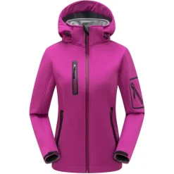 Women's Hiking Softshell Jacket Hoodie Jacket Winter Fleece Jacket Waterproof Outdoor Solid Color Thermal Warm Windproof Lightweight Fleece Lining Outerwear Windbreaker Trench Coat Skiing Climbing