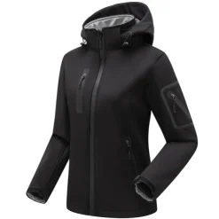 Women's Hiking Softshell Jacket Hoodie Jacket Winter Fleece Jacket Waterproof Outdoor Solid Color Thermal Warm Windproof Lightweight Fleece Lining Outerwear Windbreaker Trench Coat Skiing Climbing