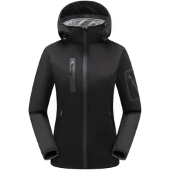 Women's Hiking Softshell Jacket Hoodie Jacket Winter Fleece Jacket Waterproof Outdoor Solid Color Thermal Warm Windproof Lightweight Fleece Lining Outerwear Windbreaker Trench Coat Skiing Climbing