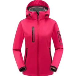 Women's Hiking Softshell Jacket Hoodie Jacket Winter Fleece Jacket Waterproof Outdoor Solid Color Thermal Warm Windproof Lightweight Fleece Lining Outerwear Windbreaker Trench Coat Skiing Climbing