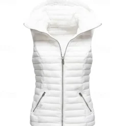 Women's Hiking Vest Quilted Puffer Vest Sleeveless Outerwear Outdoor Thermal Warm Windproof Lightweight Winter Pocket Nylon Black White Red Hunting Fishing Camping / Hiking / Caving