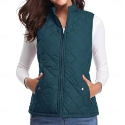 Women's Hiking Vest Sleeveless Top Outdoor Thermal Warm Quick Dry Zipper Pocket Soft Winter Zipper Pocket Sporty Dark Grey Black White Hunting Fishing Climbing