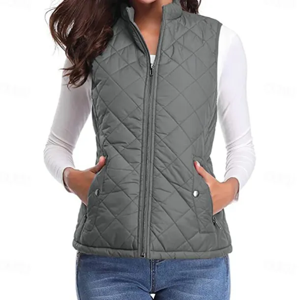 Women's Hiking Vest Sleeveless Top Outdoor Thermal Warm Quick Dry Zipper Pocket Soft Winter Zipper Pocket Sporty Dark Grey Black White Hunting Fishing Climbing