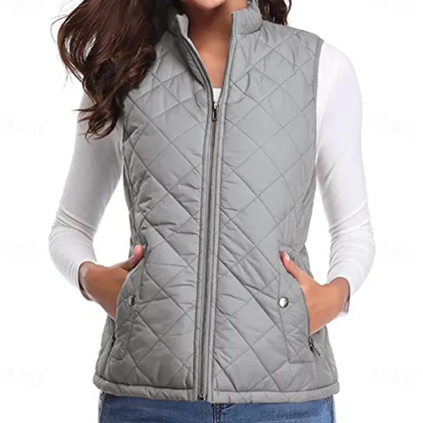 Women's Hiking Vest Sleeveless Top Outdoor Thermal Warm Quick Dry Zipper Pocket Soft Winter Zipper Pocket Sporty Dark Grey Black White Hunting Fishing Climbing