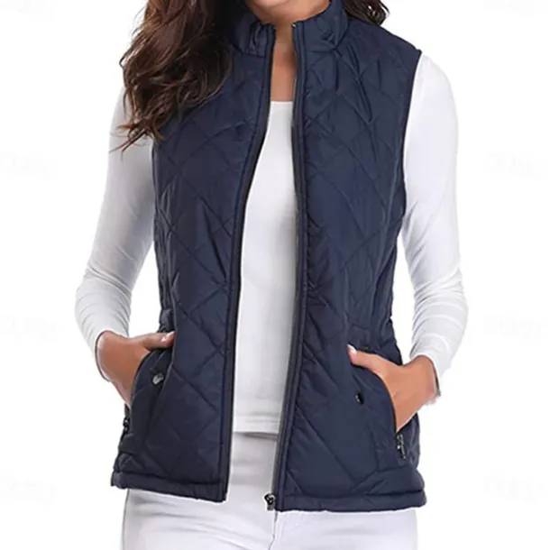 Women's Hiking Vest Sleeveless Top Outdoor Thermal Warm Quick Dry Zipper Pocket Soft Winter Zipper Pocket Sporty Dark Grey Black White Hunting Fishing Climbing