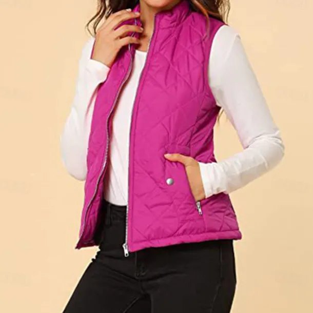 Women's Hiking Vest Sleeveless Top Outdoor Thermal Warm Quick Dry Zipper Pocket Soft Winter Zipper Pocket Sporty Dark Grey Black White Hunting Fishing Climbing