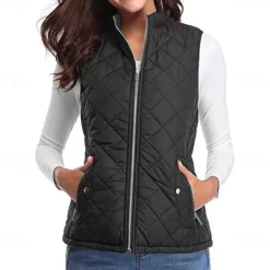 Women's Hiking Vest Sleeveless Top Outdoor Thermal Warm Quick Dry Zipper Pocket Soft Winter Zipper Pocket Sporty Dark Grey Black White Hunting Fishing Climbing