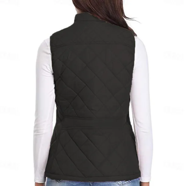 Women's Hiking Vest Sleeveless Top Outdoor Thermal Warm Quick Dry Zipper Pocket Soft Winter Zipper Pocket Sporty Dark Grey Black White Hunting Fishing Climbing