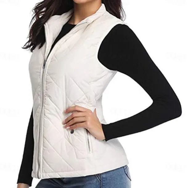 Women's Hiking Vest Sleeveless Top Outdoor Thermal Warm Quick Dry Zipper Pocket Soft Winter Zipper Pocket Sporty Dark Grey Black White Hunting Fishing Climbing