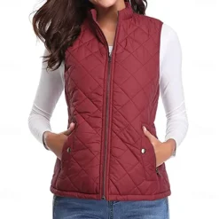 Women's Hiking Vest Sleeveless Top Outdoor Thermal Warm Quick Dry Zipper Pocket Soft Winter Zipper Pocket Sporty Dark Grey Black White Hunting Fishing Climbing