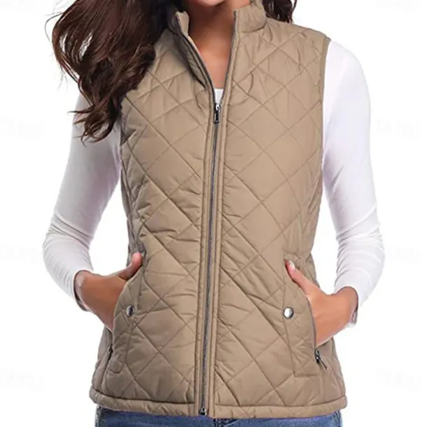 Women's Hiking Vest Sleeveless Top Outdoor Thermal Warm Quick Dry Zipper Pocket Soft Winter Zipper Pocket Sporty Dark Grey Black White Hunting Fishing Climbing