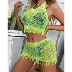 Women's Hole Sexy Erotic Sexy Bodies Nightwear - Acrylic Solid Colored Home Outfits