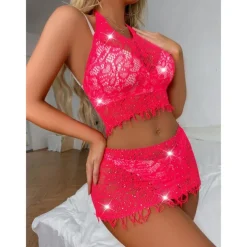 Women's Hole Sexy Erotic Sexy Bodies Nightwear - Acrylic Solid Colored Home Outfits