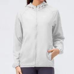 Women's hooded jacket with zipper pockets hood with multiple pockets waterproof fabric women's skin jacket