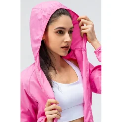 Women's hooded jacket with zipper pockets hood with multiple pockets waterproof fabric women's skin jacket