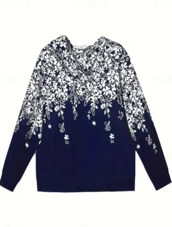 Women's Hooded Sweatshirt Jacket Long Sleeve Zip Up Hoodie With Pocket Lightweight Casual Micro-elastic Oversized Floral Vintage Sports Streetwear Drawstring Front Pocket Blue Green Violet Fall