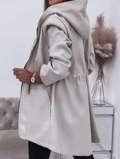 Women's Hoodie Jacket Comfortable Breathable Zipper Pocket Fashion Casual Plain Vacation Street Casual Daily Wear Zipper Regular Hooded Regular Fit Long Sleeve Outerwear Black Army Green Beige Spring