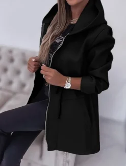 Women's Hoodie Jacket Comfortable Breathable Zipper Pocket Fashion Casual Plain Vacation Street Casual Daily Wear Zipper Regular Hooded Regular Fit Long Sleeve Outerwear Black Army Green Beige Spring