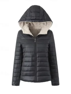 Womens Hoodie Jacket Fleece Lapel short cotton-padded jacket