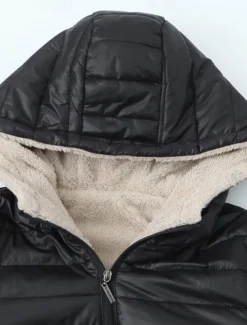 Womens Hoodie Jacket Fleece Lapel short cotton-padded jacket