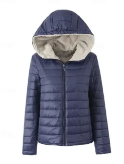 Womens Hoodie Jacket Fleece Lapel short cotton-padded jacket