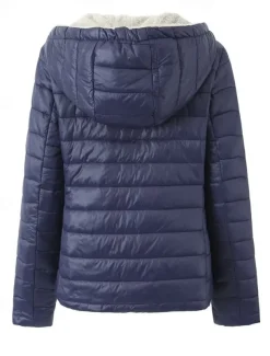 Womens Hoodie Jacket Fleece Lapel short cotton-padded jacket