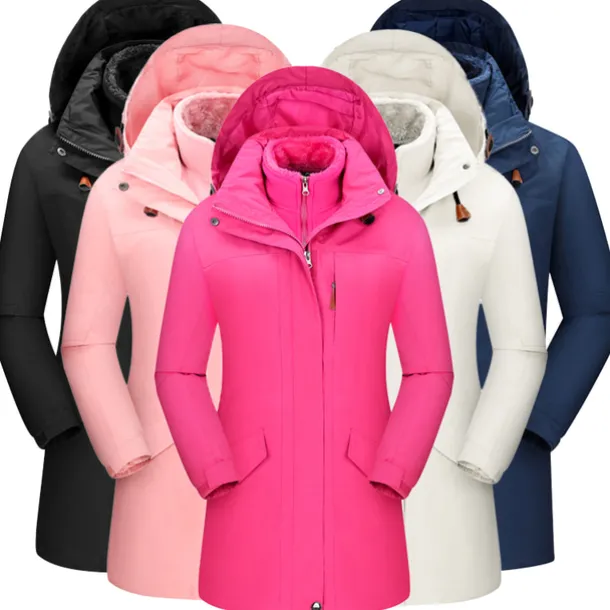 Women's Hoodie Jacket Hiking 3-in-1 Jackets Ski Jacket Winter Outdoor Thermal Warm Waterproof Windproof Breathable Outerwear Windbreaker Trench Coat Skiing Camping / Hiking Fishing Black White Pink