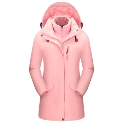 Women's Hoodie Jacket Hiking 3-in-1 Jackets Ski Jacket Winter Outdoor Thermal Warm Waterproof Windproof Breathable Outerwear Windbreaker Trench Coat Skiing Camping / Hiking Fishing Black White Pink