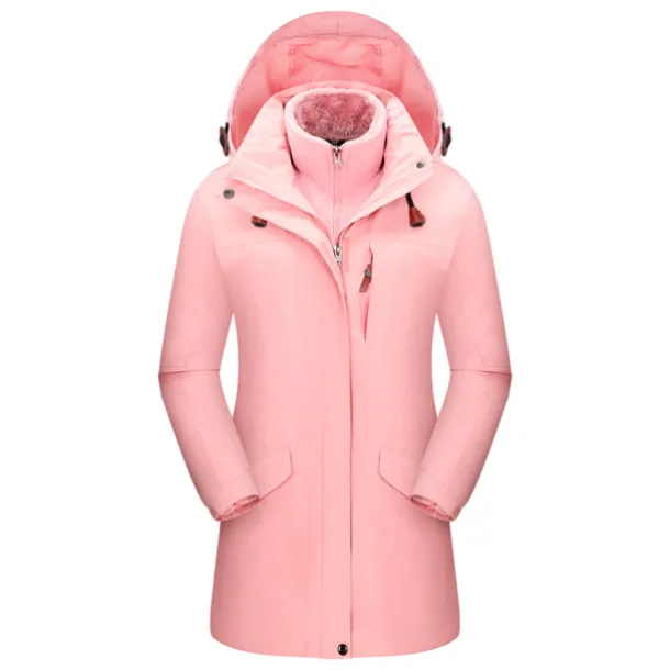 Women's Hoodie Jacket Hiking 3-in-1 Jackets Ski Jacket Winter Outdoor Thermal Warm Waterproof Windproof Breathable Outerwear Windbreaker Trench Coat Skiing Camping / Hiking Fishing Black White Pink