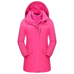 Women's Hoodie Jacket Hiking 3-in-1 Jackets Ski Jacket Winter Outdoor Thermal Warm Waterproof Windproof Breathable Outerwear Windbreaker Trench Coat Skiing Camping / Hiking Fishing Black White Pink
