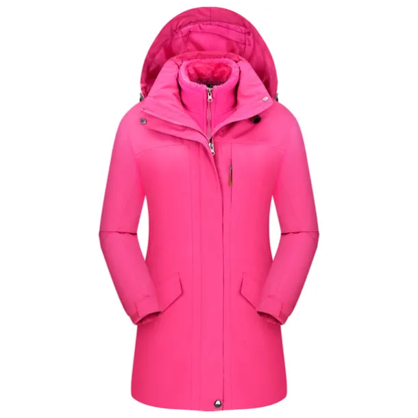Women's Hoodie Jacket Hiking 3-in-1 Jackets Ski Jacket Winter Outdoor Thermal Warm Waterproof Windproof Breathable Outerwear Windbreaker Trench Coat Skiing Camping / Hiking Fishing Black White Pink