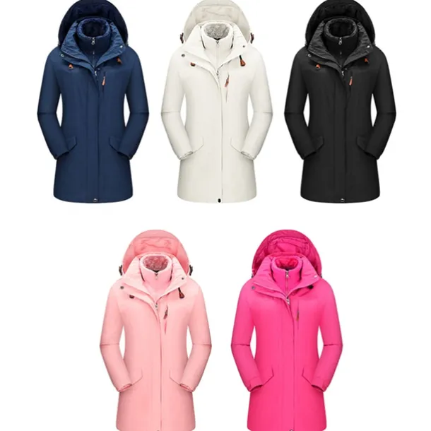 Women's Hoodie Jacket Hiking 3-in-1 Jackets Ski Jacket Winter Outdoor Thermal Warm Waterproof Windproof Breathable Outerwear Windbreaker Trench Coat Skiing Camping / Hiking Fishing Black White Pink