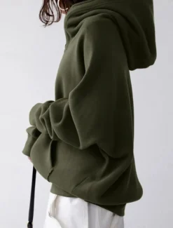 Women's Hoodie Jacket Outdoor Street Daily Wear Fall Winter Regular Coat Regular Fit Thermal Warm Breathable Stylish Casual Jacket Long Sleeve Plain with Pockets Full Zip Black Red Green