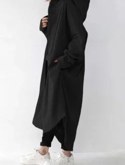 Women's Hoodie Jacket Outdoor Street Daily Wear Fall Winter Maxi Coat Regular Fit Thermal Warm Breathable Stylish Casual Jacket Long Sleeve Plain with Pockets Black Red Apricot