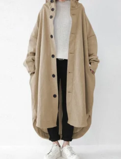 Women's Hoodie Jacket Outdoor Street Daily Wear Fall Winter Maxi Coat Regular Fit Thermal Warm Breathable Stylish Casual Jacket Long Sleeve Plain with Pockets Black Red Apricot