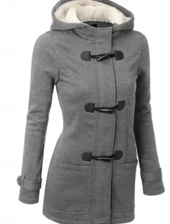 Women's Hoodie Jacket Warm Breathable Pocket Casual Street Style Solid Color Vacation Street Daily Wear Going out Single Breasted Hoodie Regular Fit Long Sleeve Outerwear Black Light Grey Dark Grey