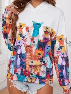 Women's Hoodie Pullover Sweatshirt Oversized Long Sleeve Casual Graphic Floral Warm Active Hooded Regular Tops Street Dailywear Print White Spring Fall Winter