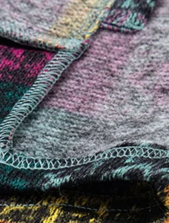 Women's Hoodie Sweatshirt Active Fashion Streetwear Plaid Street Dailywear Casual Hoodie Buttons Pocket Print Long Sleeve Green Fall Winter