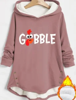 Women's Hoodie Sweatshirt Pullover Fleece Lined Warm Pajamas Hoodie Sweatshirt Casual Sherpa Letter Street Dailywear Hooded Buttons Pocket Print Long Sleeve Black Dark Pink Blue Fall Winter