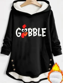 Women's Hoodie Sweatshirt Pullover Fleece Lined Warm Pajamas Hoodie Sweatshirt Casual Sherpa Letter Street Dailywear Hooded Buttons Pocket Print Long Sleeve Black Dark Pink Blue Fall Winter