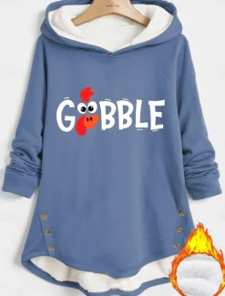 Women's Hoodie Sweatshirt Pullover Fleece Lined Warm Pajamas Hoodie Sweatshirt Casual Sherpa Letter Street Dailywear Hooded Buttons Pocket Print Long Sleeve Black Dark Pink Blue Fall Winter