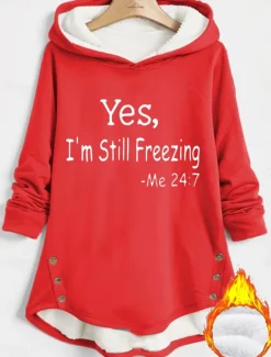 Women's Hoodie Sweatshirt Pullover Fleece Lined Warm Pajamas Sherpa Letter Casual Sports Print Warm Fuzzy Comfrt Long Sleeve Top Micro-elastic Fall & Winter Comfrt Breathable Soft Fabric